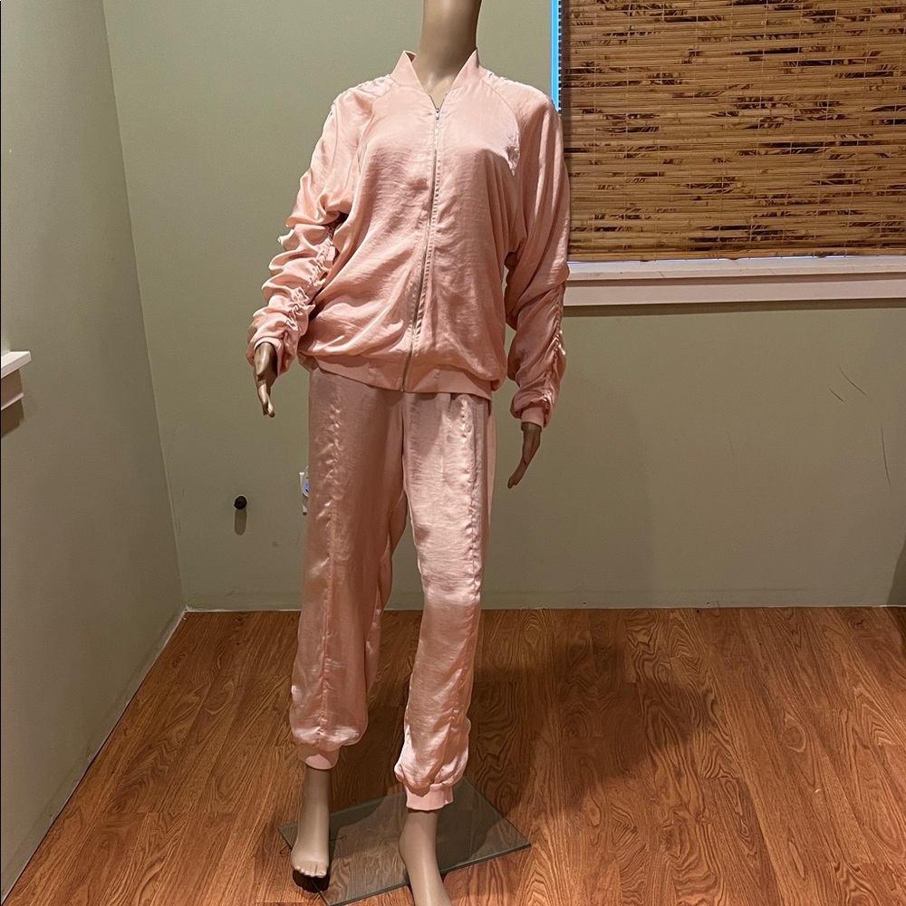 Free People Movement Two Piece Pink Set With Jogger & Matching Jacket Size L